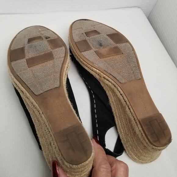 Naturalizer Sandals Women's 9.5N Berlynn Espadrille Black Peep Toe Wedge Heels - Picture 8 of 10